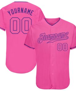 Custom Pink Pink-Purple Authentic Baseball Jersey