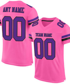 Custom Pink Purple-Black Mesh Authentic Football Jersey