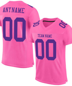 Custom Pink Purple Mesh Authentic Football Jersey