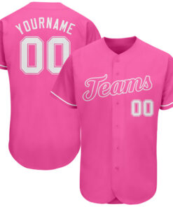 Custom Pink White Authentic Baseball Jersey