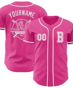 Custom Pink White Authentic Baseball Jersey
