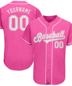 Custom Pink White Authentic Baseball Jersey