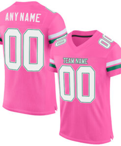 Custom Pink White-Kelly Green Mesh Authentic Football Jersey