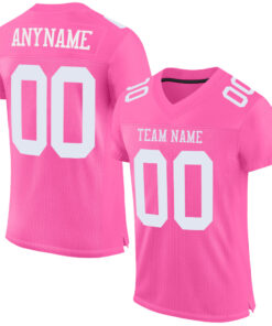 Custom Pink White Mesh Authentic Football Jersey