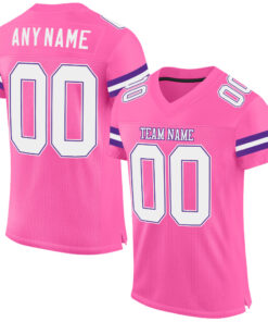 Custom Pink White-Purple Mesh Authentic Football Jersey