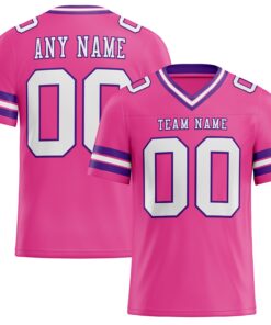 Custom Pink White-Purple Mesh Authentic Football Jersey