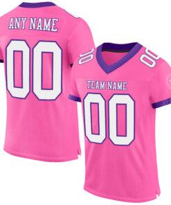 Custom Pink White-Purple Mesh Authentic Football Jersey