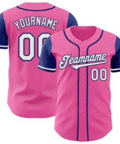 Custom Pink White-Royal Authentic Two Tone Baseball Jersey