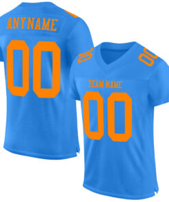 Custom Powder Blue Bay Orange Mesh Authentic Football Jersey