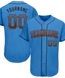 Custom Powder Blue Black-Orange Authentic Drift Fashion Baseball Jersey