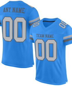 Custom Powder Blue Gray-Steel Gray Mesh Authentic Football Jersey