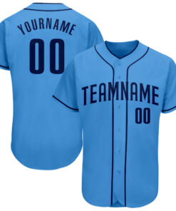 Custom Powder Blue Navy Authentic Baseball Jersey