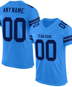 Custom Powder Blue Navy Mesh Authentic Football Jersey