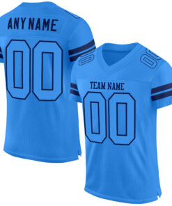 Custom Powder Blue Powder Blue-Navy Mesh Authentic Football Jersey