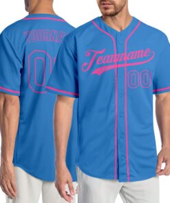 Custom Powder Blue Powder Blue-Pink Authentic Baseball Jersey