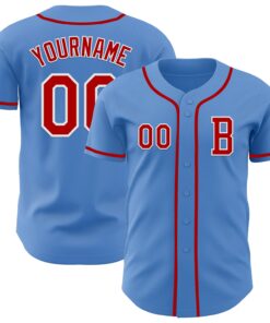 Custom Powder Blue Red-White Authentic Baseball Jersey