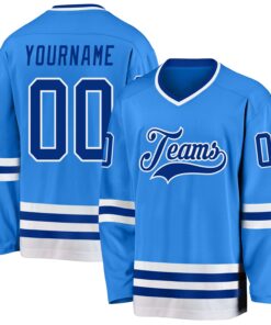 Custom Powder Blue Royal-White Hockey Jersey