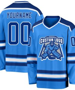 Custom Powder Blue Royal-White Hockey Jersey