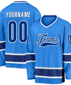 Custom Powder Blue Royal-White Hockey Jersey