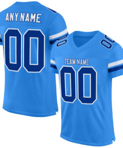 Custom Powder Blue Royal-White Mesh Authentic Football Jersey