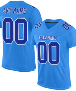 Custom Powder Blue Royal-White Mesh Authentic Football Jersey