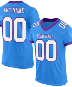 Custom Powder Blue White-Purple Mesh Authentic Football Jersey