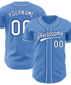 Custom Powder Blue White-Royal Authentic Baseball Jersey