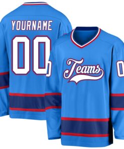 Custom Powder Blue White-Royal Hockey Jersey