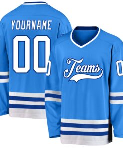 Custom Powder Blue White-Royal Hockey Jersey