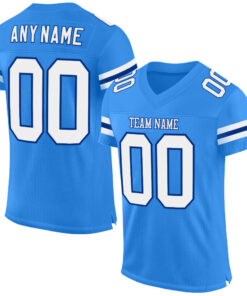Custom Powder Blue White-Royal Mesh Authentic Football Jersey