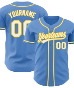 Custom Powder Blue White-Yellow Authentic Baseball Jersey