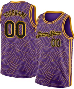 Custom Purple Black-Gold Authentic City Edition Basketball Jersey