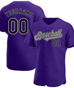 Custom Purple Black-Gray Authentic Baseball Jersey