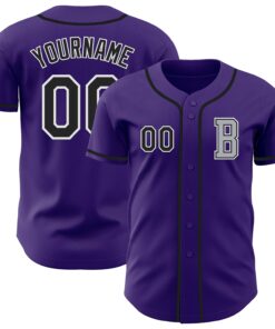 Custom Purple Black-Gray Authentic Baseball Jersey