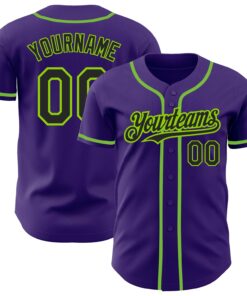Custom Purple Black-Neon Green Authentic Baseball Jersey