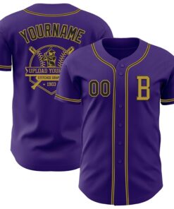 Custom Purple Black-Old Gold Authentic Baseball Jersey