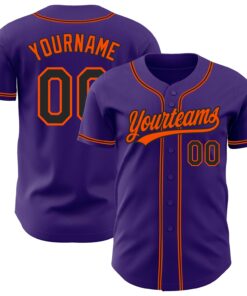 Custom Purple Black-Orange Authentic Baseball Jersey