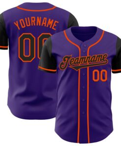 Custom Purple Black-Orange Authentic Two Tone Baseball Jersey