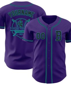 Custom Purple Black-Teal Authentic Baseball Jersey