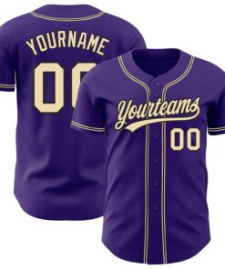 Custom Purple City Cream-Black Authentic Baseball Jersey