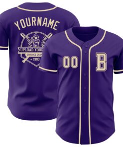 Custom Purple Cream Authentic Baseball Jersey