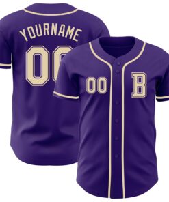 Custom Purple Cream Authentic Baseball Jersey