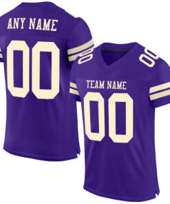 Custom Purple Cream Mesh Authentic Football Jersey