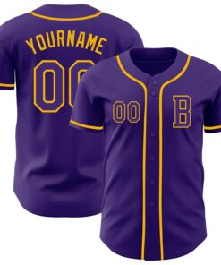 Custom Purple Gold Authentic Baseball Jersey