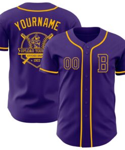 Custom Purple Gold Authentic Baseball Jersey