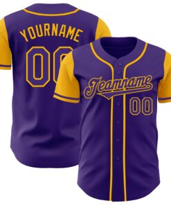 Custom Purple Gold Authentic Two Tone Baseball Jersey