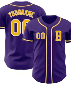 Custom Purple Gold-White Authentic Baseball Jersey
