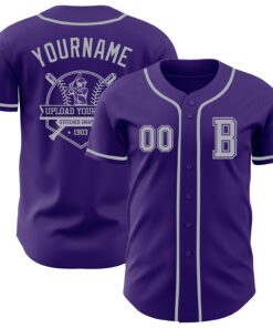 Custom Purple Gray Authentic Baseball Jersey