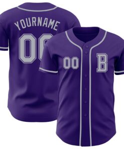 Custom Purple Gray Authentic Baseball Jersey
