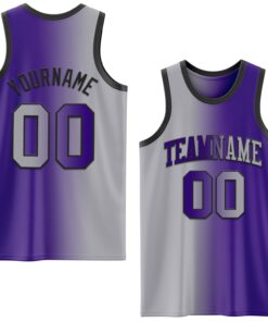 Custom Purple Gray-Black Authentic Gradient Fashion Basketball Jersey
